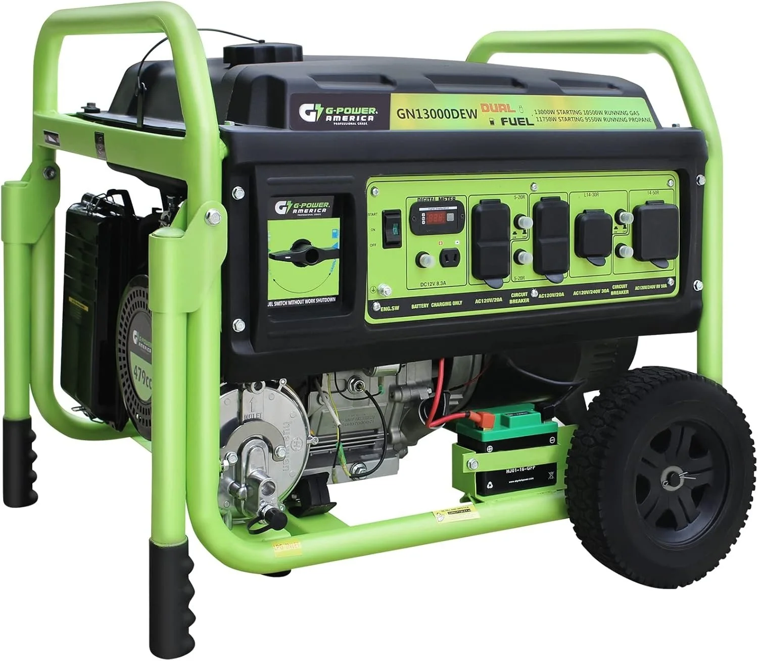 13,000W Dual Fuel Portable Generator with Electric Start, Home Backup and RV Ready