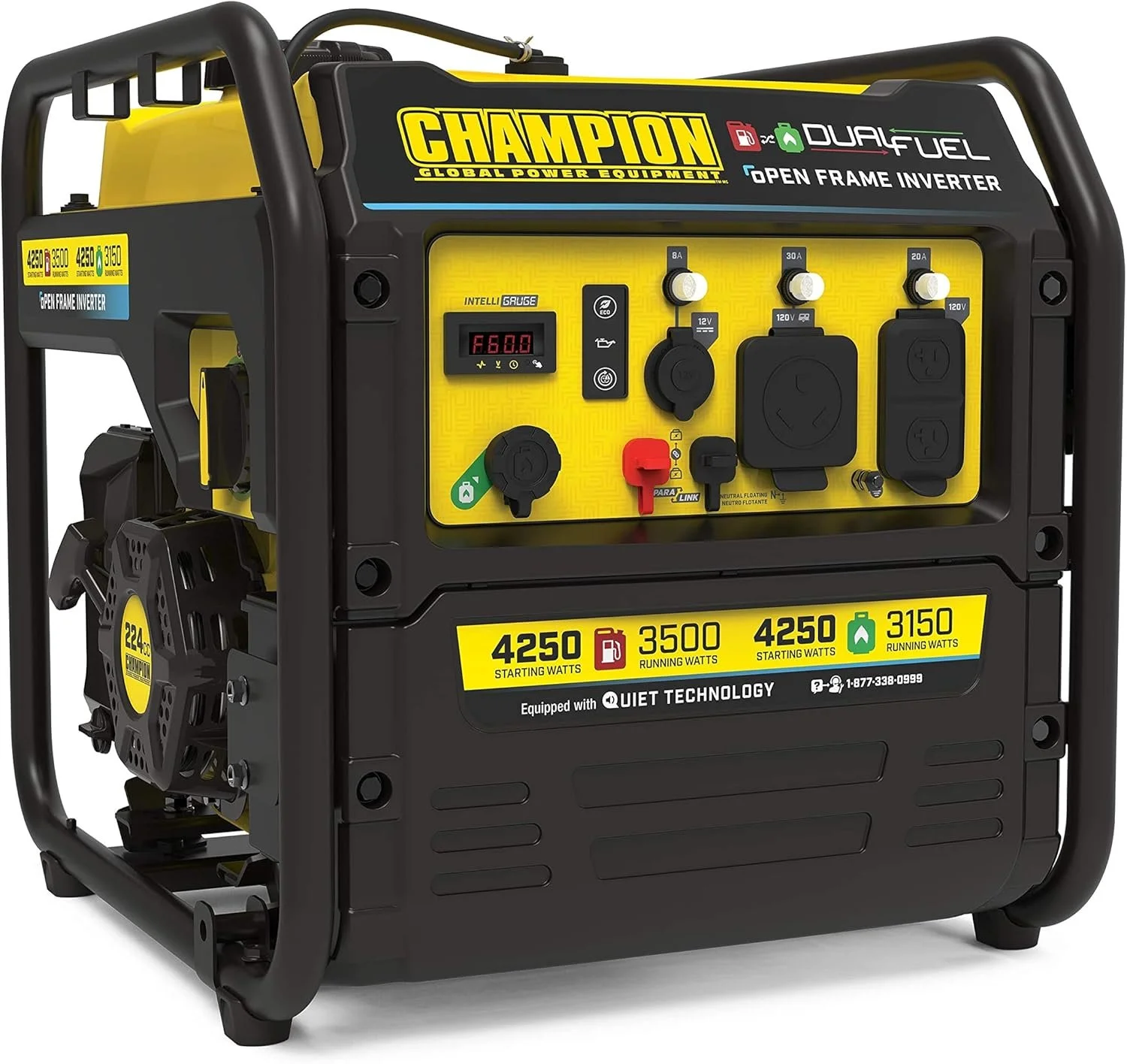 Champion 4250W Dual Fuel RV Ready Open Frame Inverter Generator