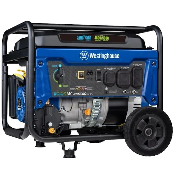 Westinghouse 5300W Dual Fuel Portable Generator with RV Outlet and CO Sensor