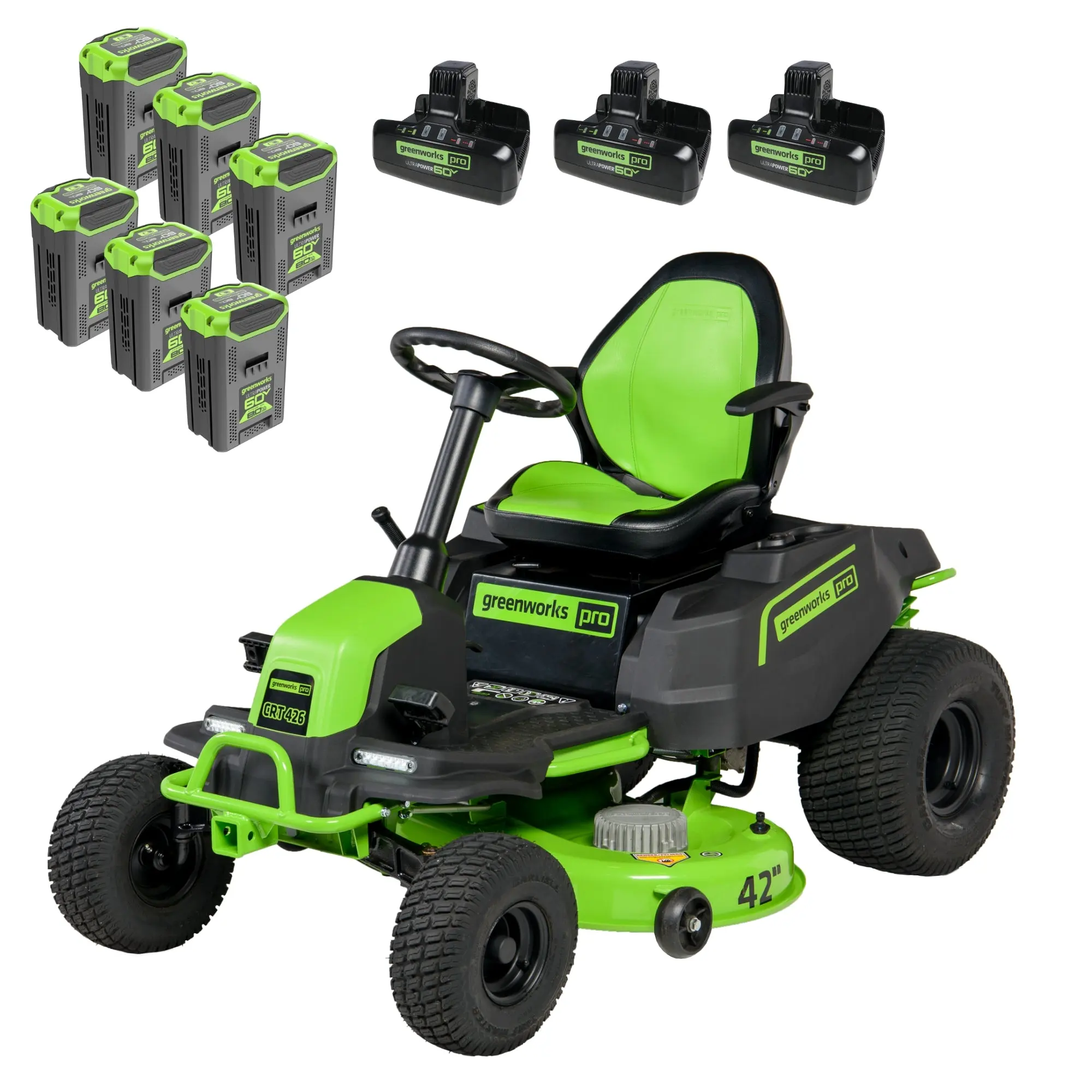 Greenworks 60V 42 Inch Cordless Battery Riding Lawn Mower
