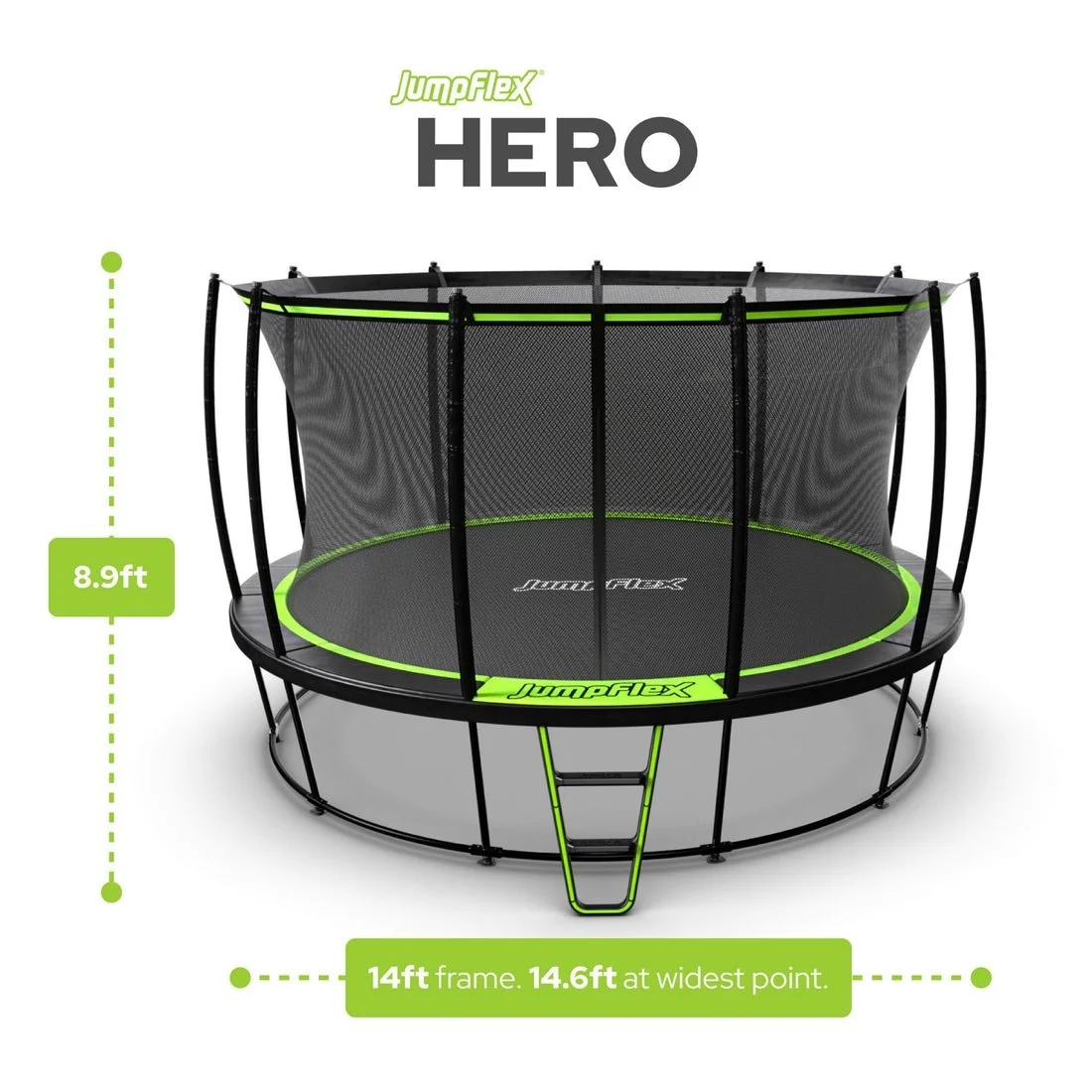 JumpFlex 14 ft Round Backyard Trampoline with Enclosure
