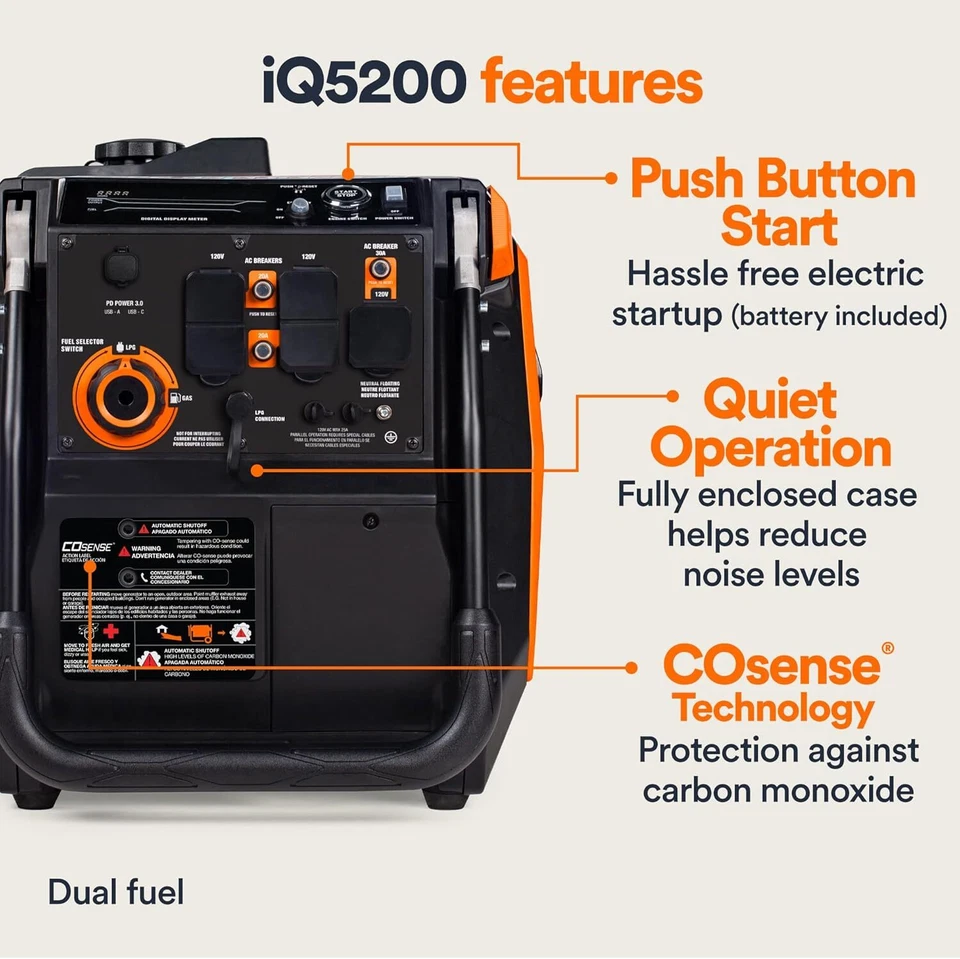 Generac 3900W Electric Start Dual Fuel Inverter Generator - Image 4
