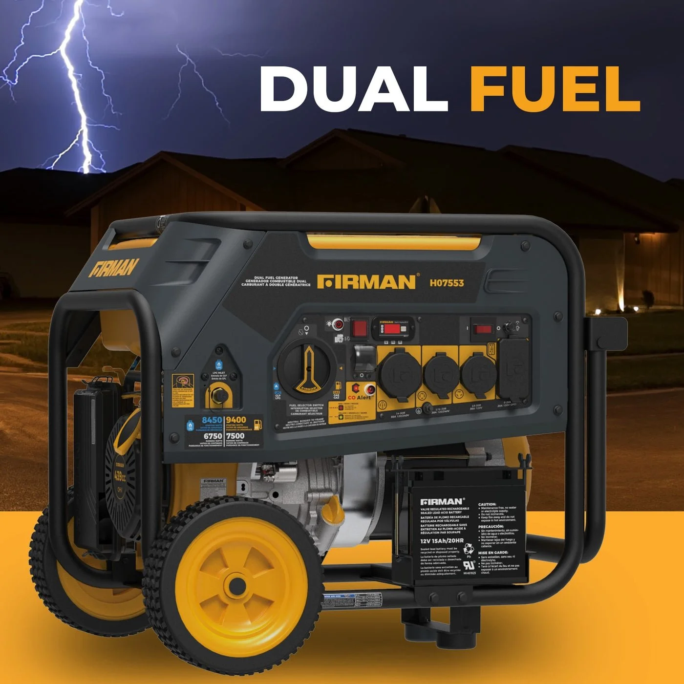 Firman 7500/9400W Dual Fuel Portable Generator - Image 3