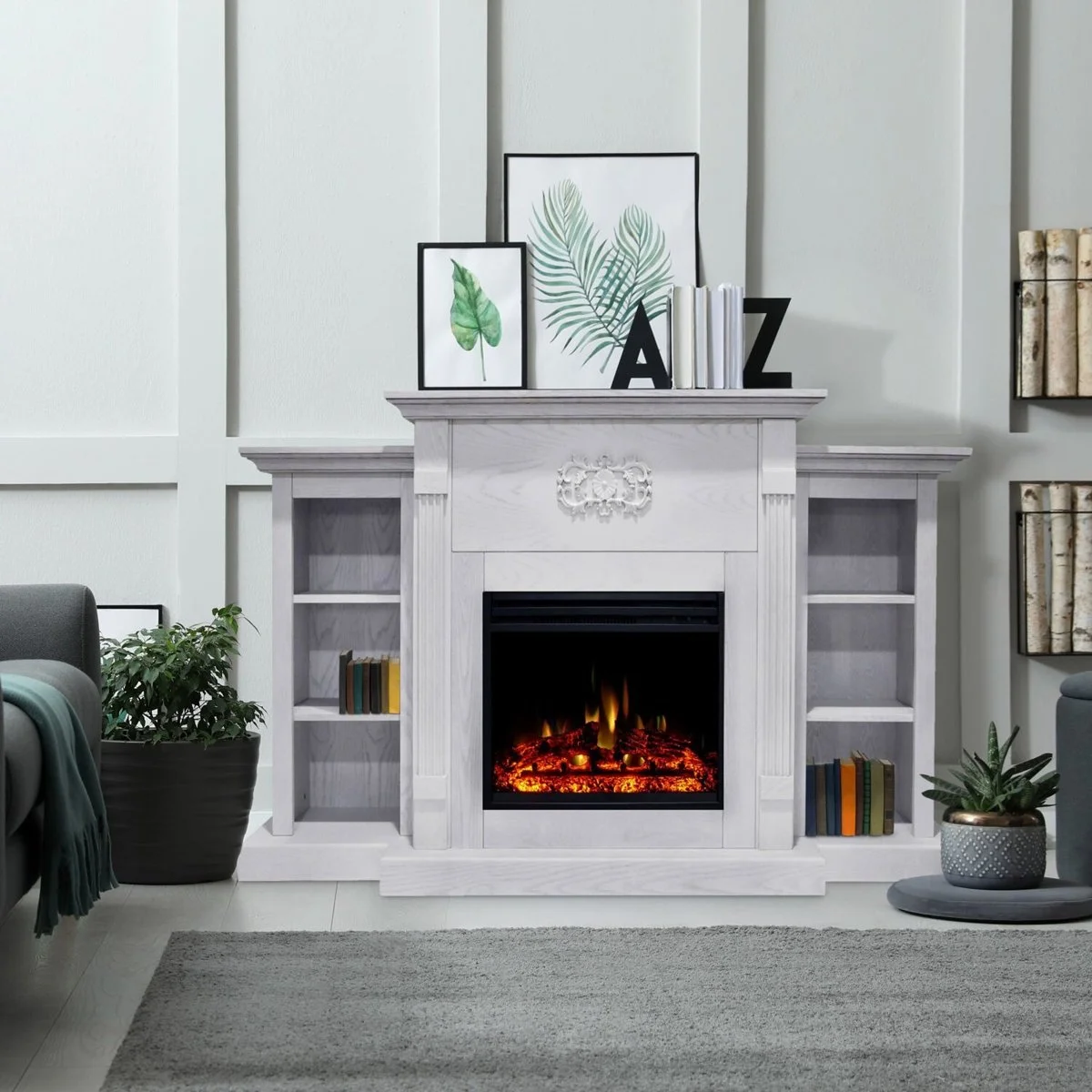 Cambridge Electric Fireplace with Display Shelves - Image 2