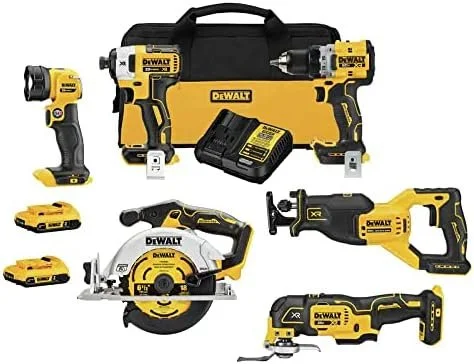 DEWALT 20V MAX XR 6-Tool Cordless Combo Kit with Batteries and Charger