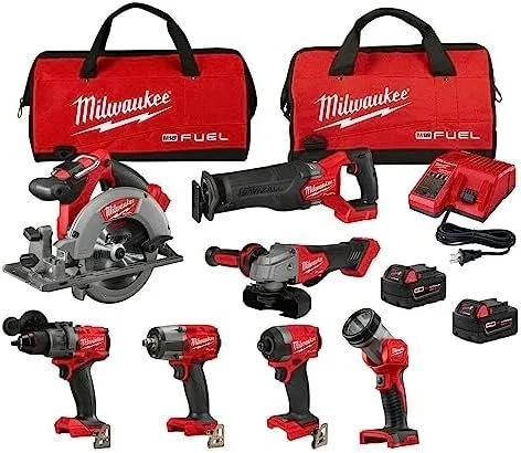 Milwaukee 18V Brushless 7-Tool Cordless Combo Kit with Two 5.0 Ah Batteries