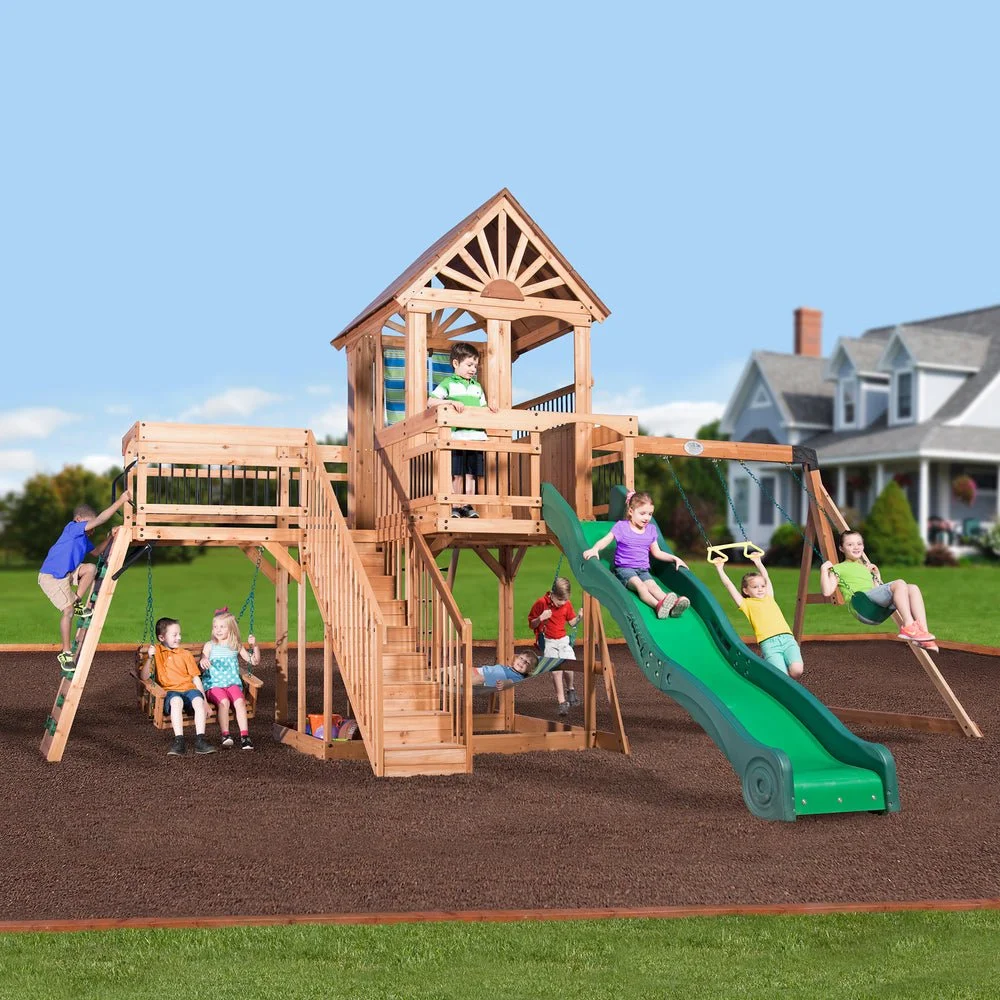Backyard Discovery Wooden Swing Set Playset