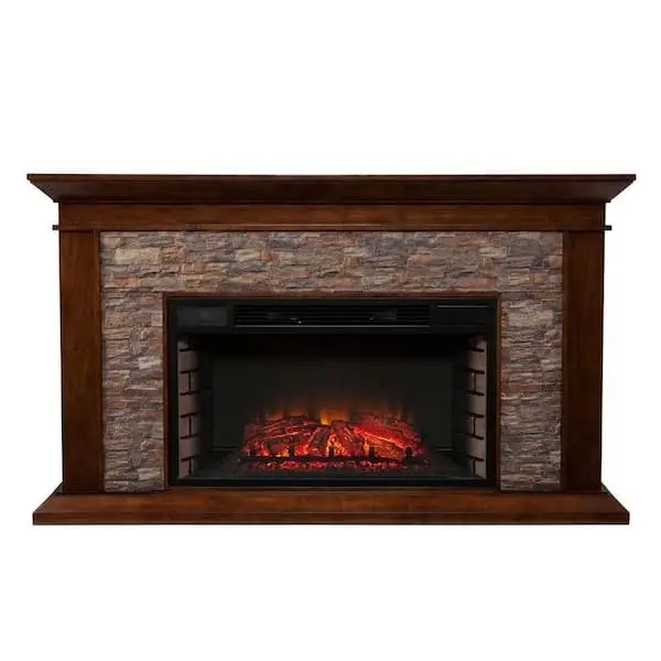 60 Inch Simulated Stone Electric Fireplace - Image 6