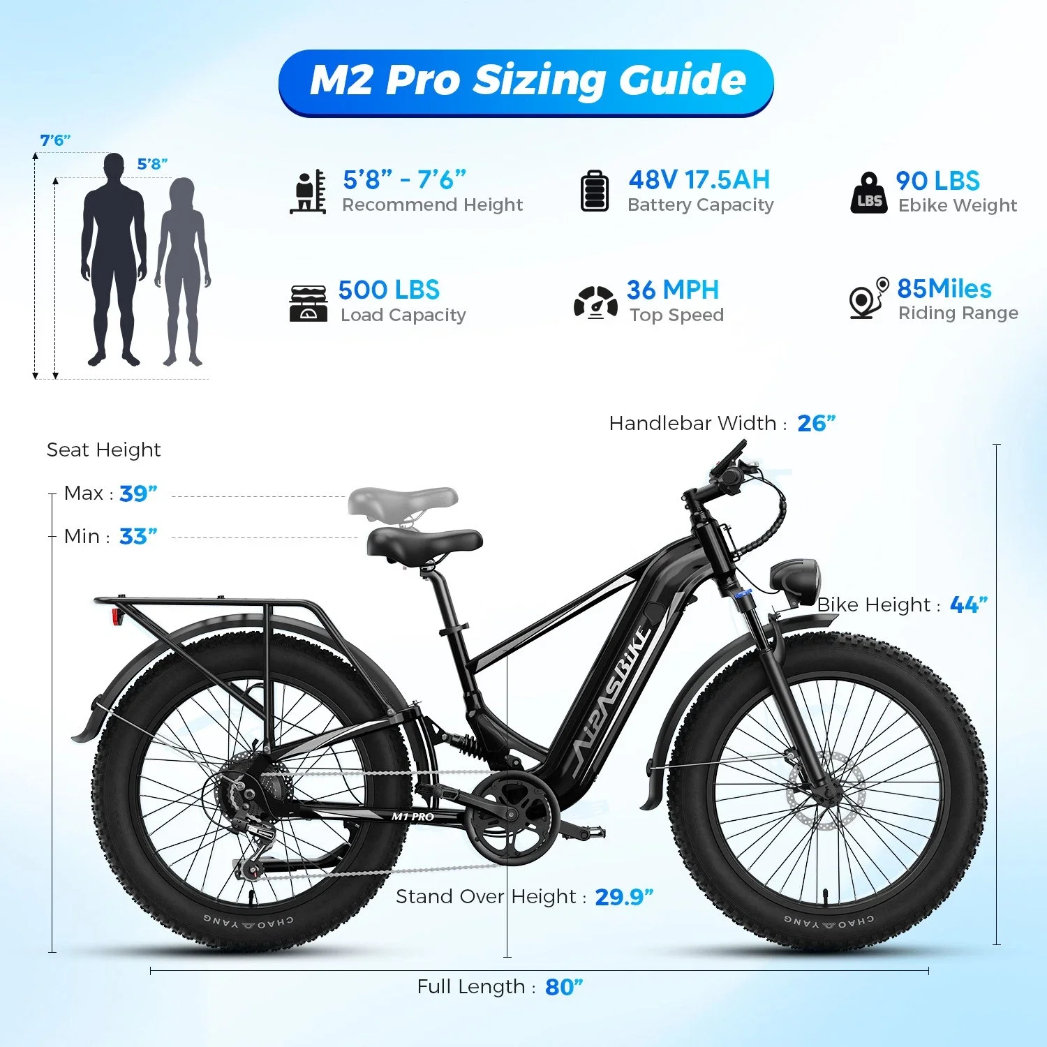 1800W 48V 17.5Ah Electric Bike, 36+ MPH - Image 3