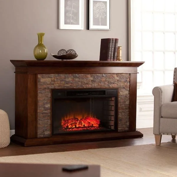 60 Inch Simulated Stone Electric Fireplace - Image 2