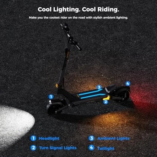 Ausom 2000W Dual Motor Off-Road Folding Electric Scooter, 40 MPH, 56 Mile Range