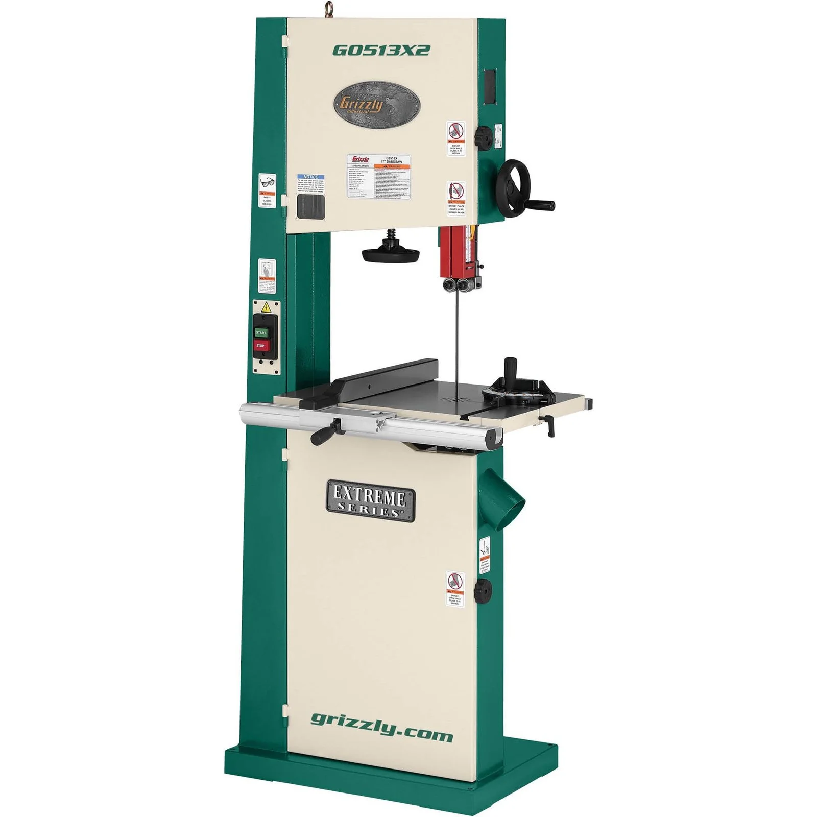 Grizzly 17 Inch 2 HP Bandsaw with Cast-Iron Trunnion