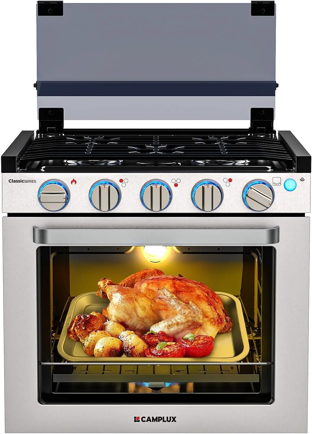 Camplux 21 Inch RV Gas Range Oven with 3-Burner Cooktop