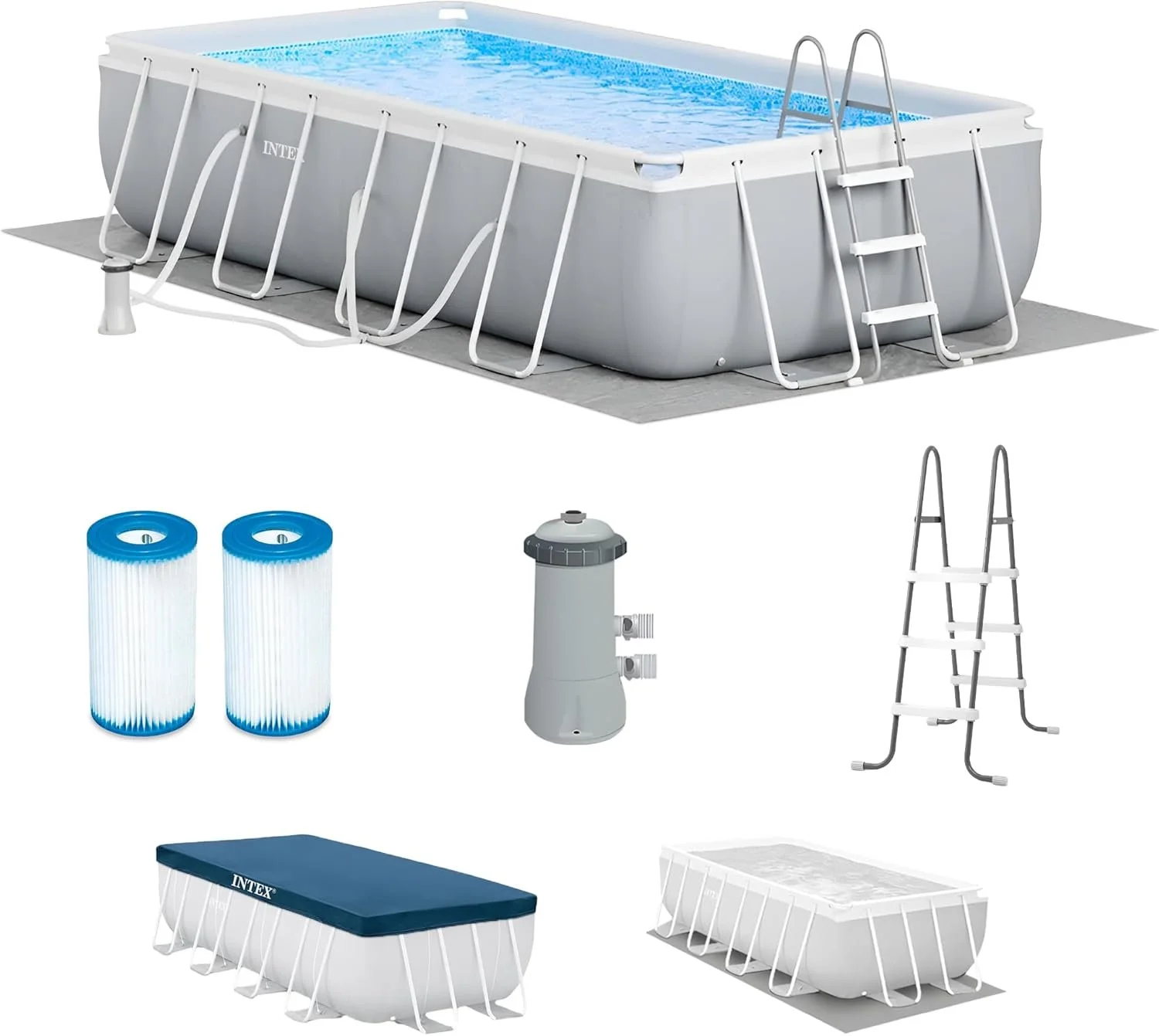 Intex 16 x 8 ft x 42 Inch Rectangular Above Ground Pool Set
