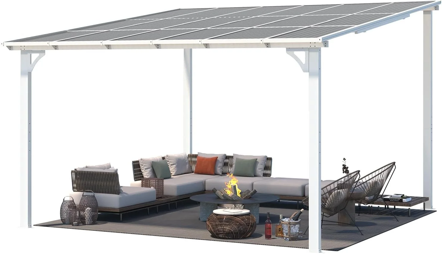 Aecojoy 12 x 12 ft White Aluminum Pergola with Canopy - Image 2