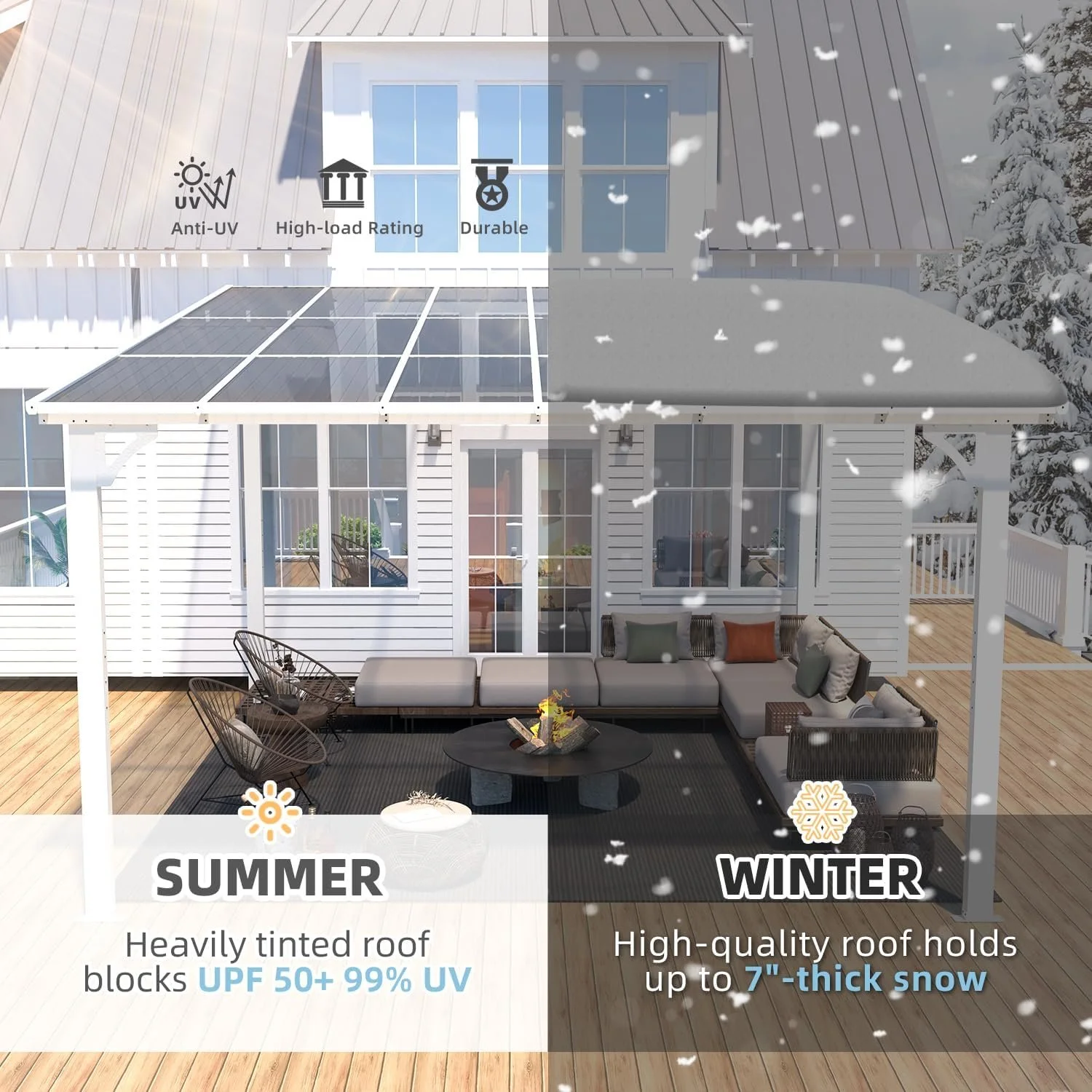 Aecojoy 12 x 12 ft White Aluminum Pergola with Canopy - Image 3