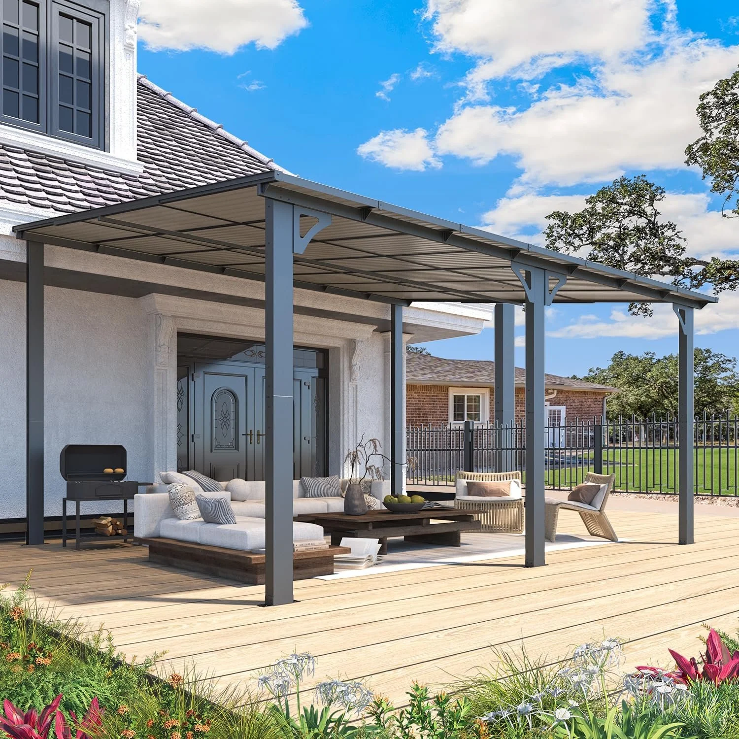 Aecojoy 14 x 12 ft Aluminum Pergola with Canopy