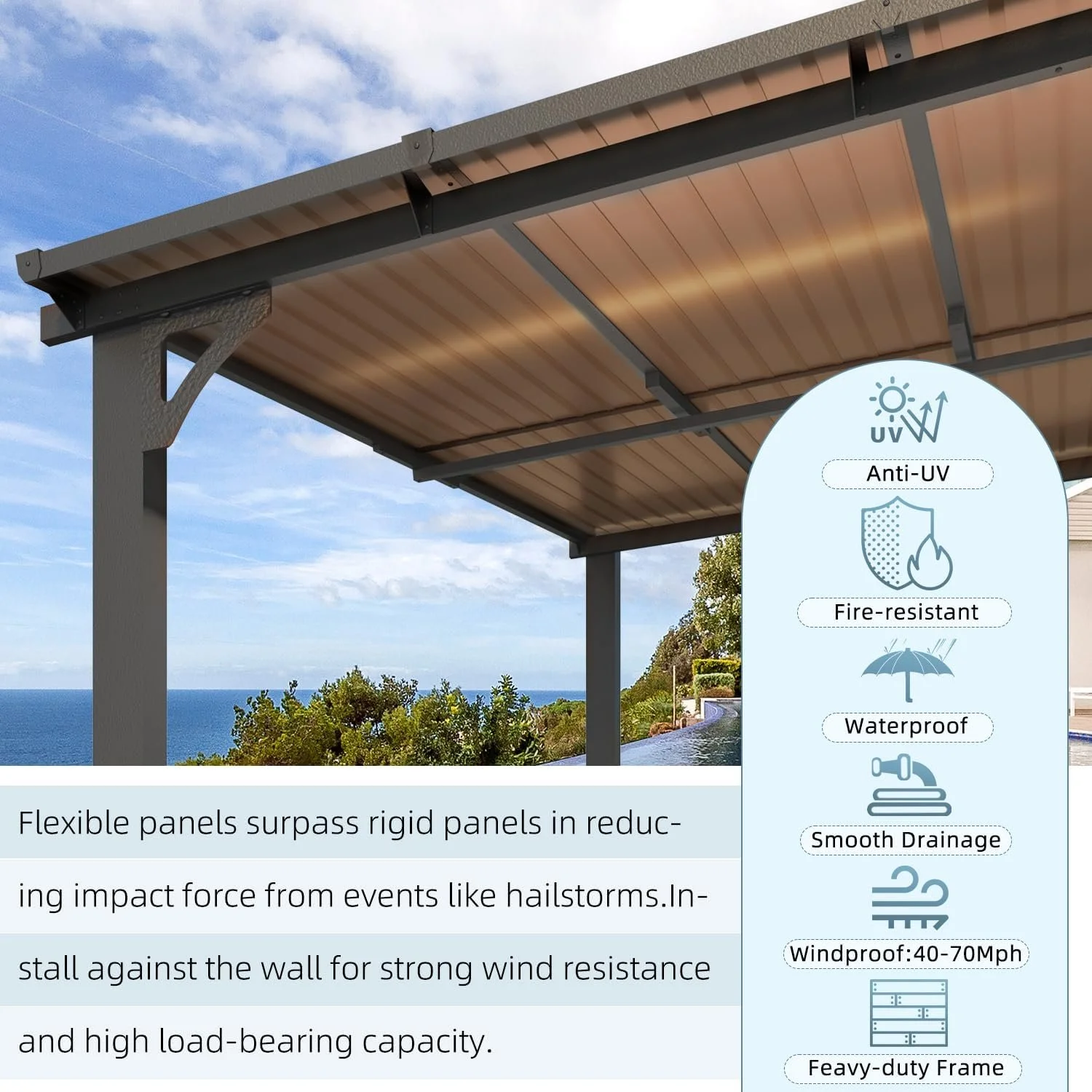 Aecojoy 14 x 12 ft Aluminum Pergola with Canopy - Image 3