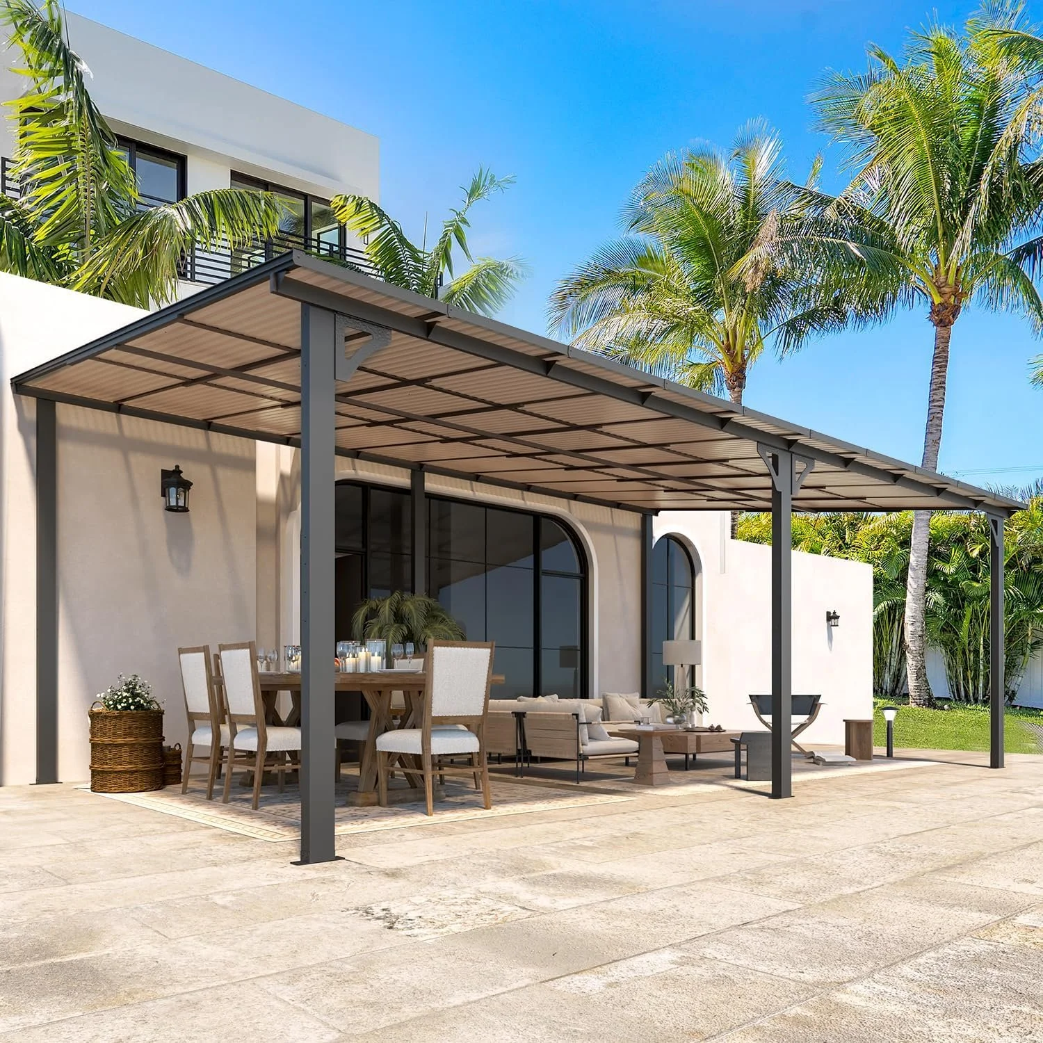 Aecojoy 20 x 12 ft Wall Mounted Pergola Gazebo