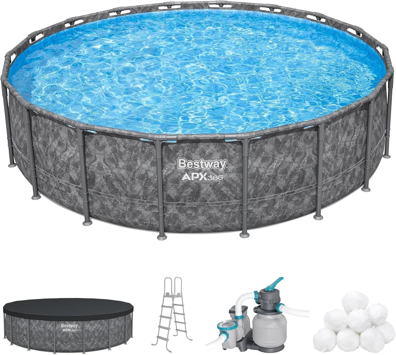 Bestway 18 ft x 52 Inch Round Above Ground Pool Set with Pump and Ladder