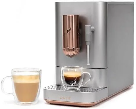 Café Automatic Espresso Machine with Milk Frother and Built-In Grinder, Silver