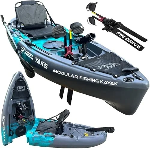 Reel Yaks 9.5 ft Modular Sit-On-Top Fishing Kayak, 380 lbs Capacity