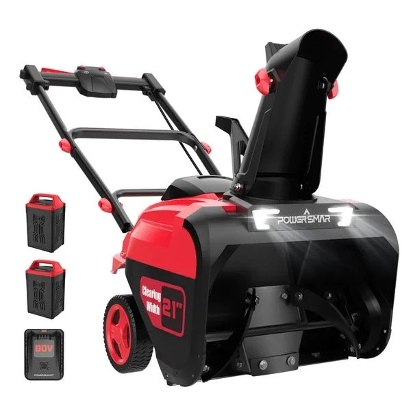 PowerSmart 80V 21 Inch Cordless Snow Blower with 2 Batteries and Chargers