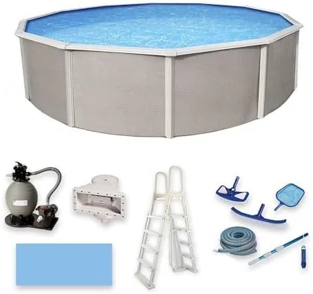 Blue Wave 15 ft Round 52 Inch Deep Metal Wall Swimming Pool Package