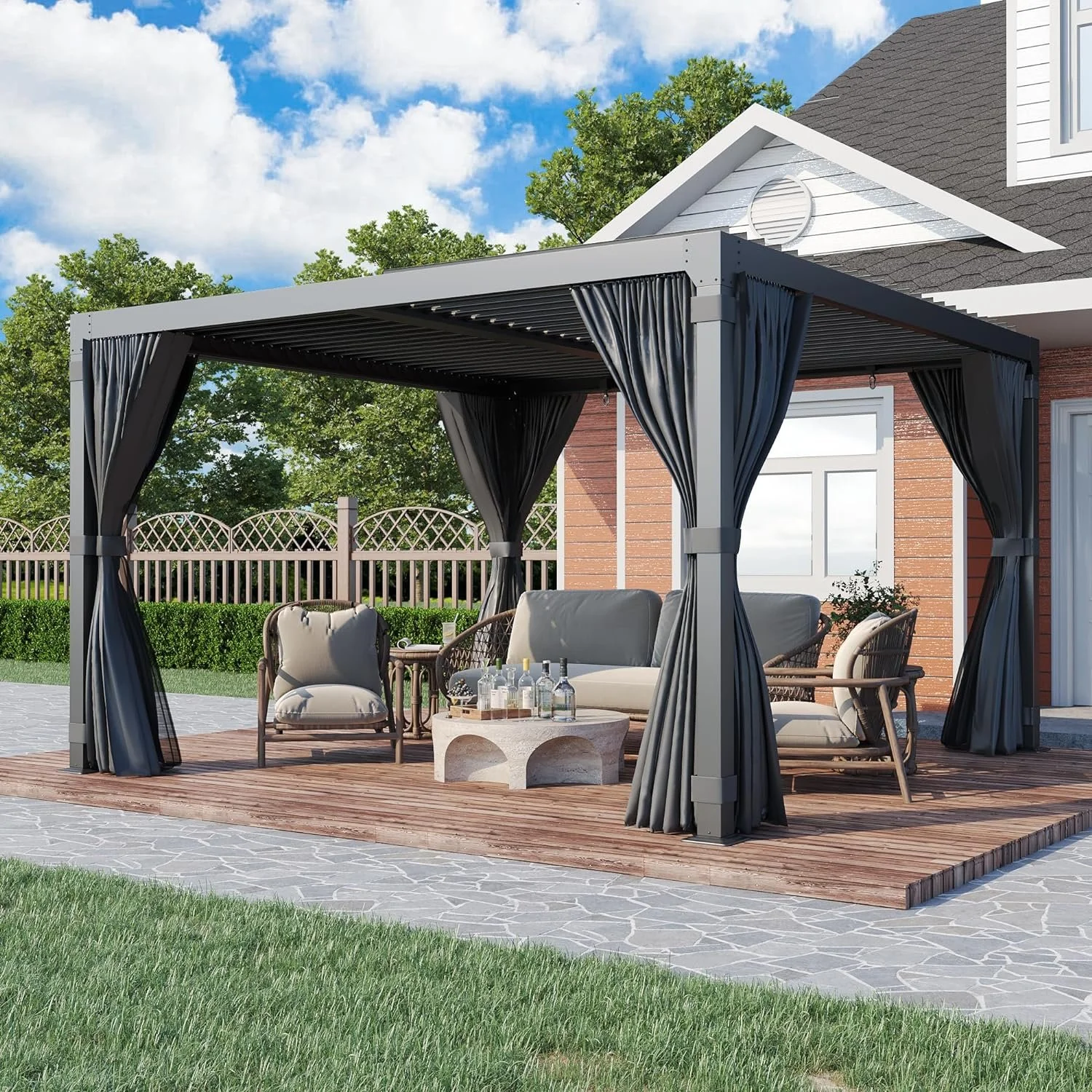 EROMMY 10 x 10 ft Outdoor Louvered Pergola