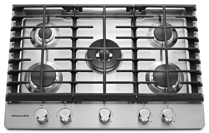 KitchenAid 30 Inch 5-Burner Gas Cooktop, Stainless Steel