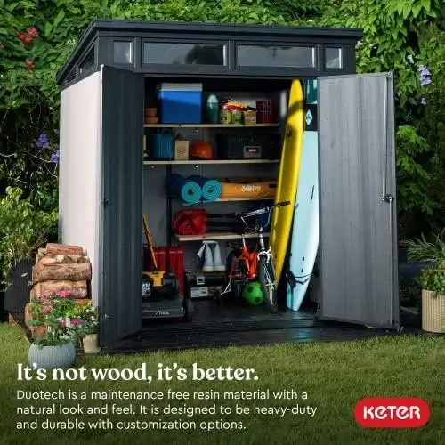 Keter 7 x 7 ft Plastic Resin Outdoor Storage Shed, Gray - Image 3