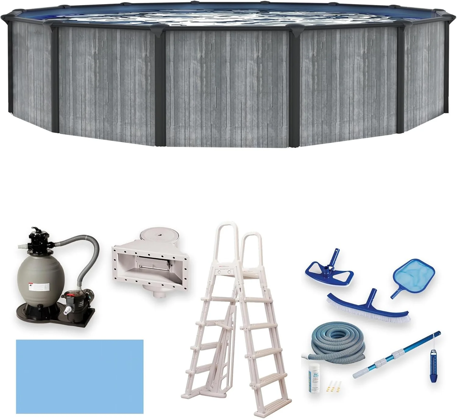 Blue Wave 24 ft Round 52 Inch Deep Above Ground Steel Wall Swimming Pool