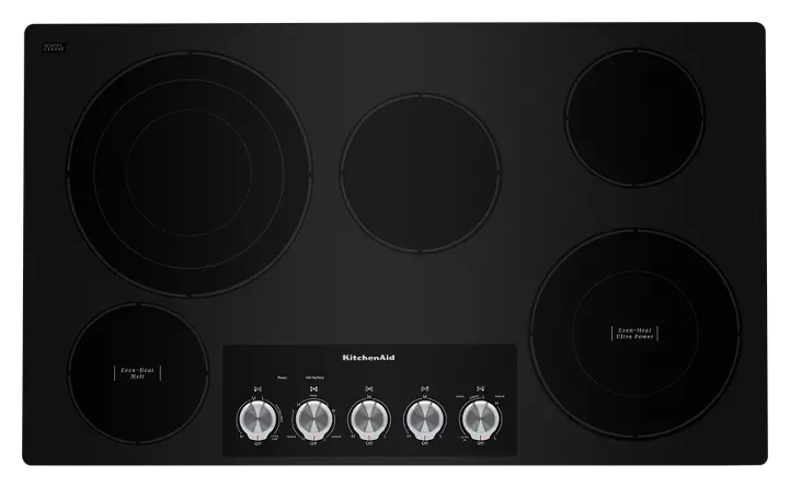 KitchenAid 36 Inch 5-Element Electric Cooktop with Knob Controls