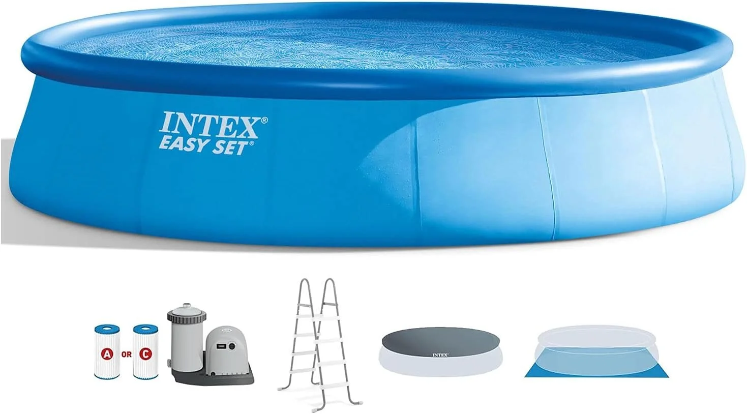 Intex 18 ft x 48 Inch Inflatable Above Ground Pool with Ladder and Pump - Image 4